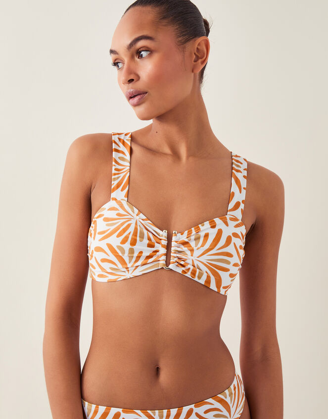 Cece Block Print Bikini Top Orange