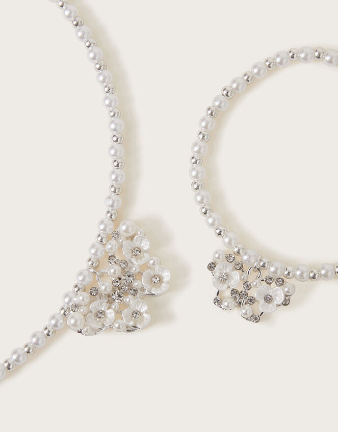 Butterfly Pearl Beaded Necklace and Bracelet Set, , large