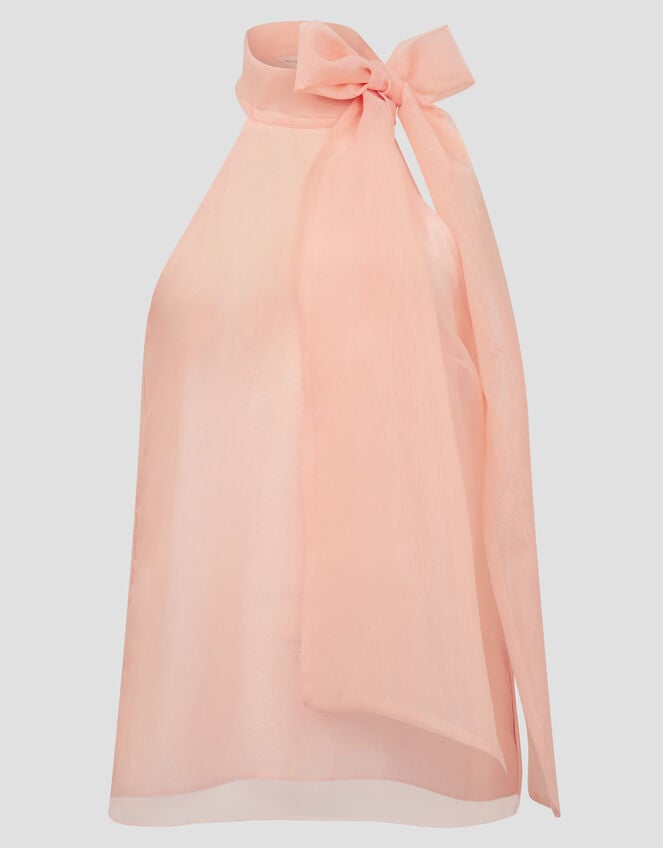 Vera Sleeveless Organza Pussybow Top, Pink (PINK), large