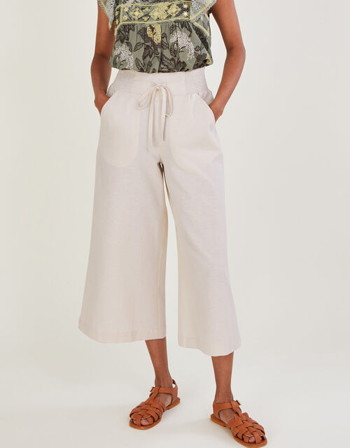 Pull On Trousers in Linen Blend, Natural (STONE), large
