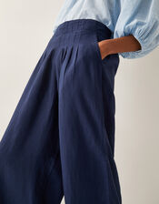 Margo Linen Blend Wide Leg Trousers, Blue (BLUE), large