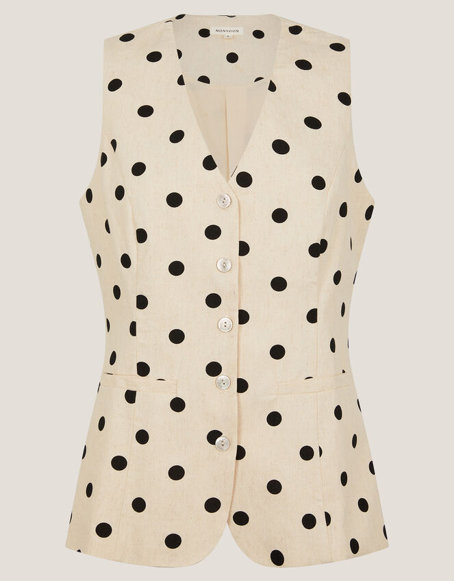Isabel Polka Dot Waistcoat, Ivory (IVORY), large