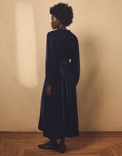 Easy Wendy Floral Embroidered Velvet Maxi Dress, Blue (NAVY BLUE), large