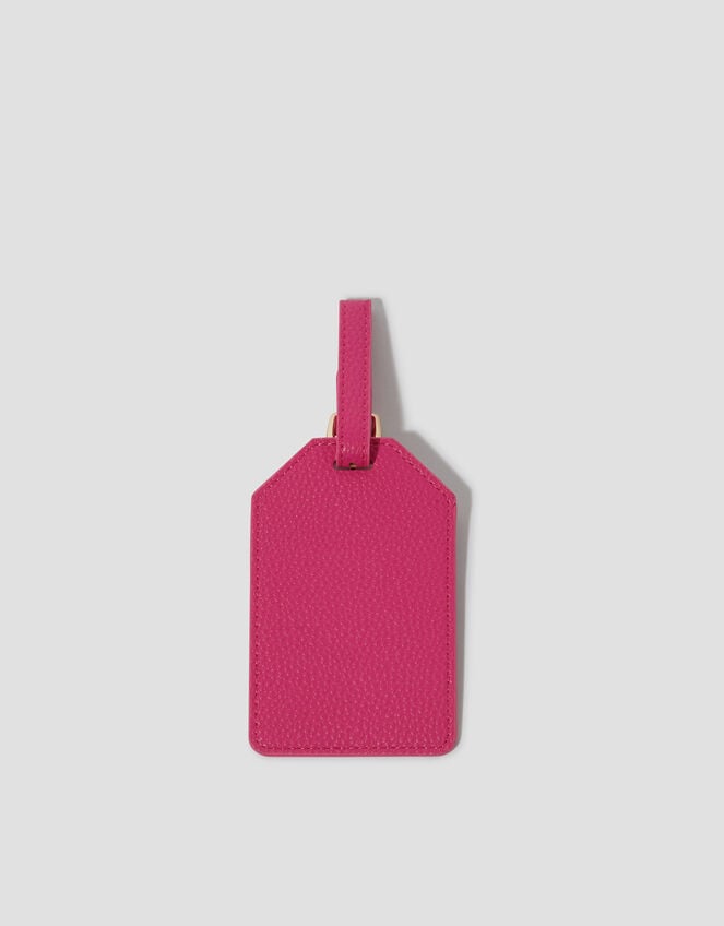 Faux Leather Luggage Tag, Pink (PINK), large