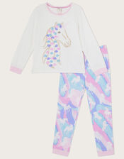 3D Unicorn Marble Pyjama Set, Ivory (IVORY), large