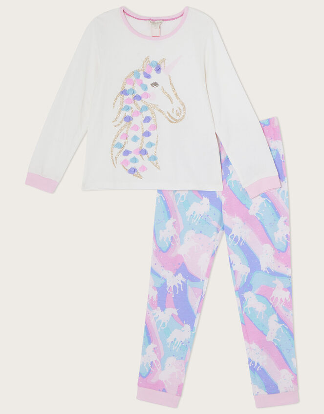 3D Unicorn Marble Pyjama Set, Ivory (IVORY), large