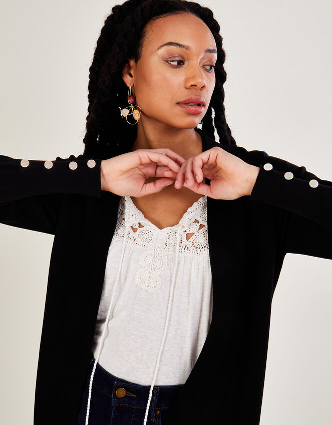 Shawl Midi Cardigan with LENZING™ ECOVERO™ , Black (BLACK), large