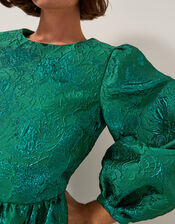 Jolene Floral Jacquard Mini Dress, Green (GREEN), large