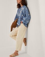 Deniz Print Embroidered Shirt, Blue (BLUE), large