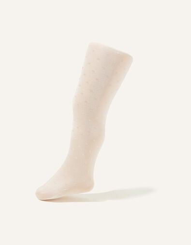 Baby 35 Denier Polka Dot Tights, Ivory (IVORY), large