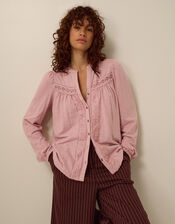Jen Lace Jersey Blouse, Pink (BLUSH), large