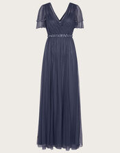 Isla Spot Mesh Maxi Dress, Blue (DARK BLUE), large