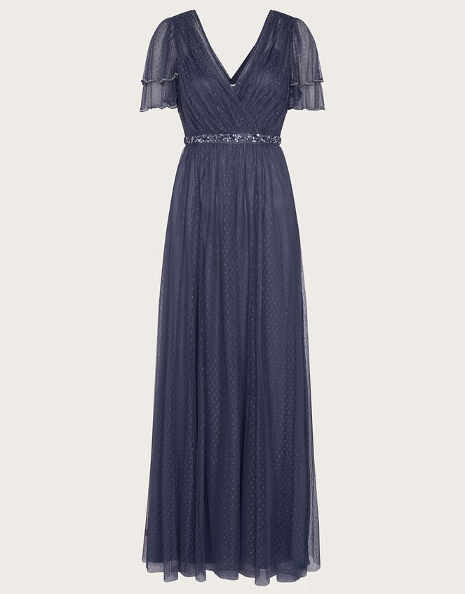 Isla Spot Mesh Maxi Dress, Blue (DARK BLUE), large