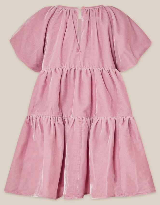 Baby Leila Corsage Velvet Party Dress, Pink (PINK), large