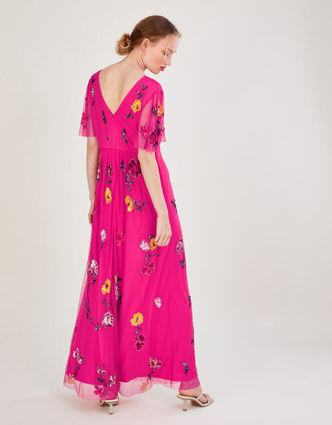 Faye Embellished Maxi Dress in Recycled Polyester Pink