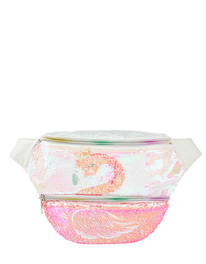 Reversible Flamingo and Swan Belt Bag, , large