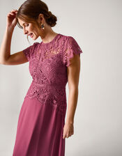 Monica Lace Midi Bridesmaid Dress, DARK PINK, large