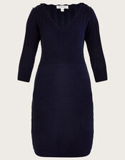 Stitch Short Dress with Recycled Polyester, Blue (NAVY), large