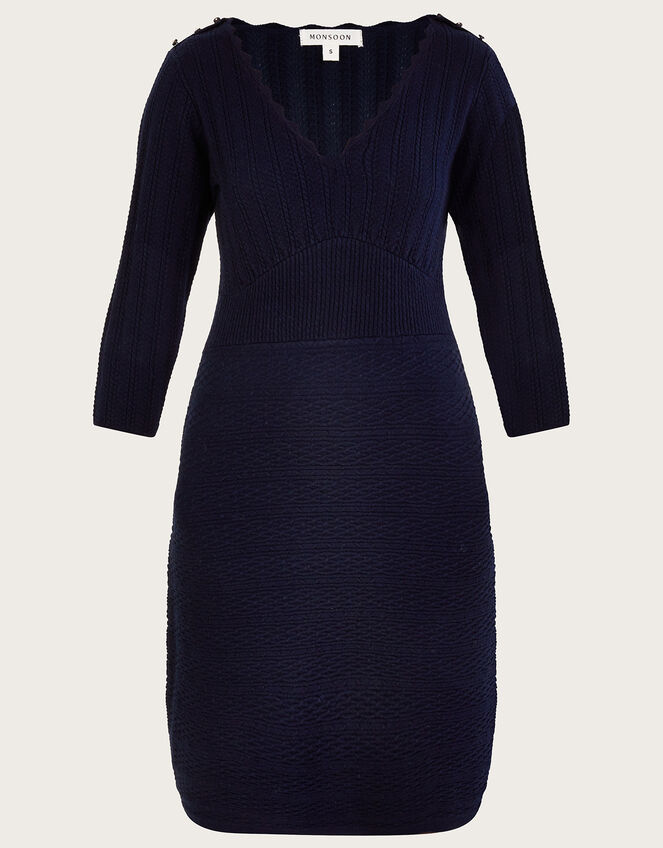 Stitch Short Dress with Recycled Polyester, Blue (NAVY), large