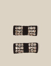 2-Pack Jewel Bow Hair Clips, , large