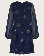 Selena Star Embellished Dress, Blue (BLUE), large