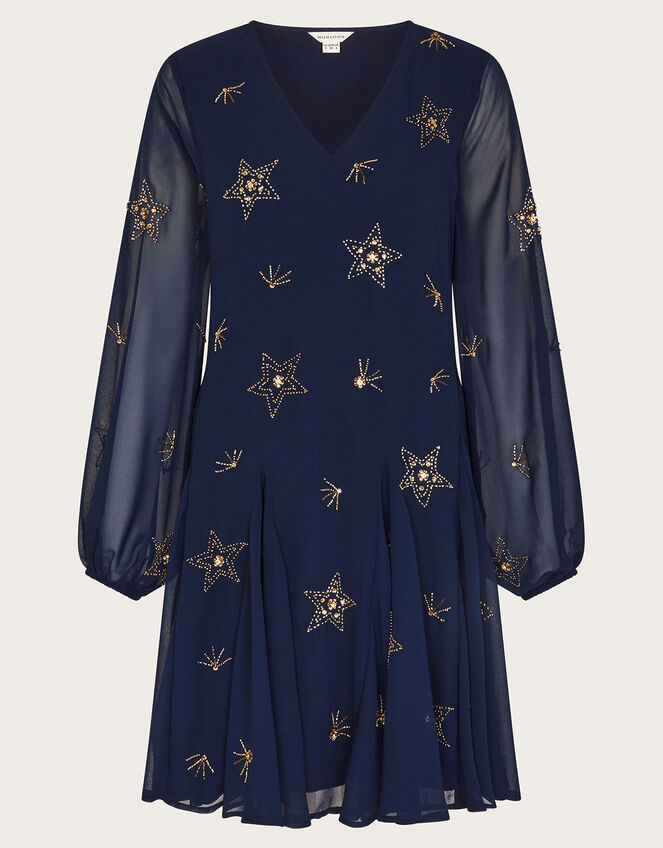 Selena Star Embellished Dress, Blue (BLUE), large
