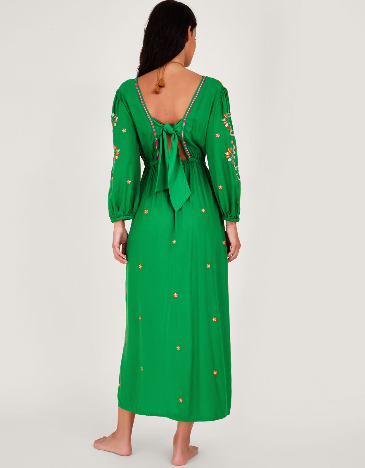 Embroidered Maxi Kaftan Dress Green Kaftans Kimonos Monsoon UK
