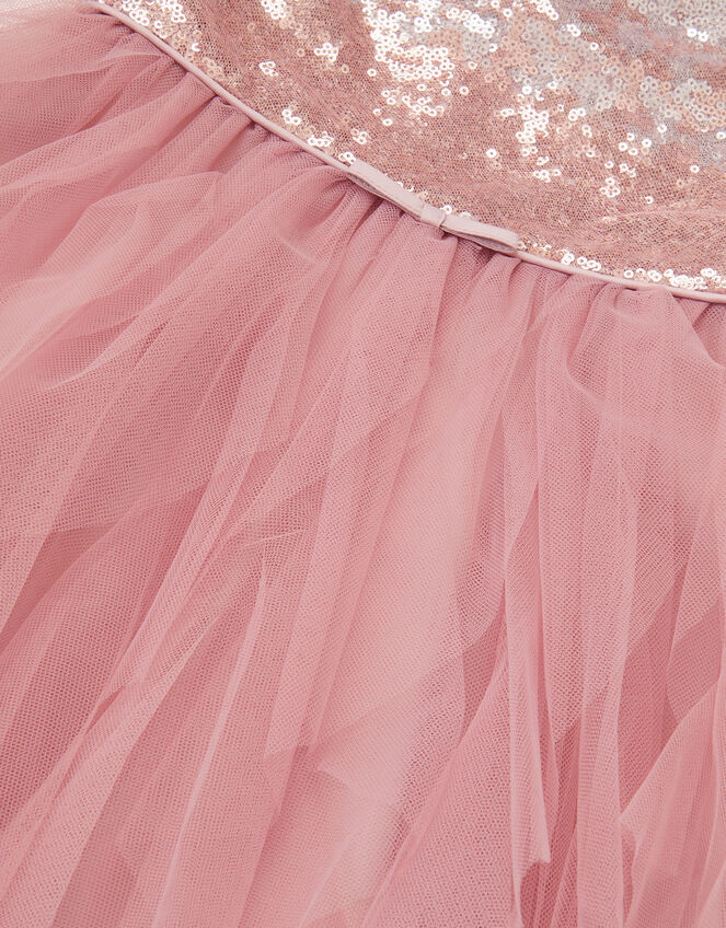 Baby Simone Sequin Tulle Ruffle Dress, Pink (DUSKY PINK), large