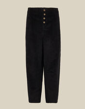 Ella High Waisted Corduroy Barrel Trousers, Black (BLACK), large