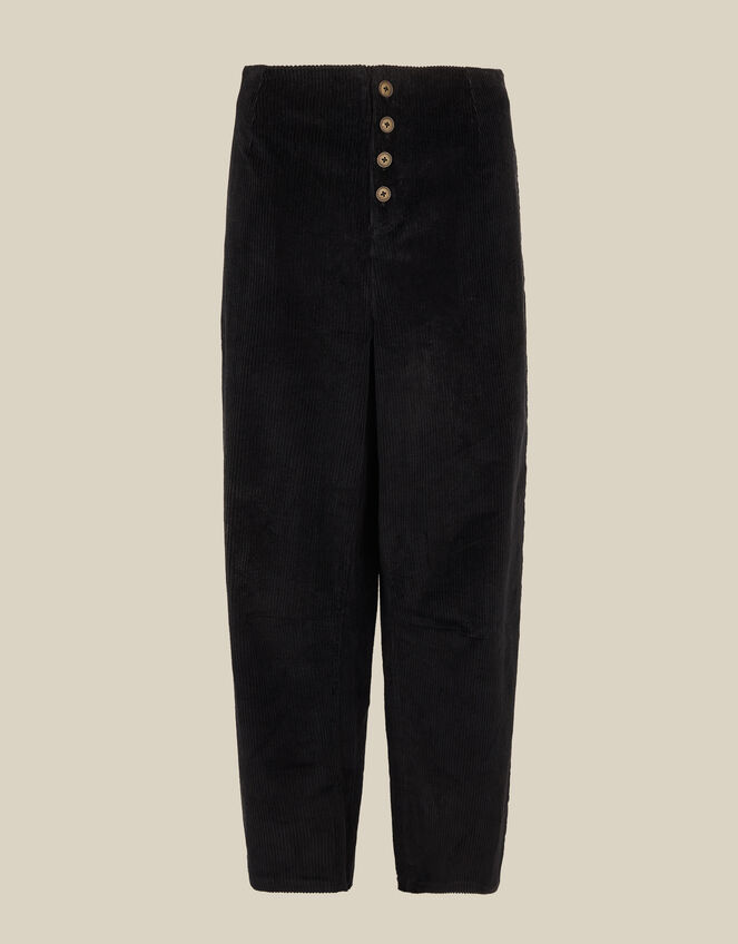 Ella High Waisted Corduroy Barrel Trousers, Black (BLACK), large