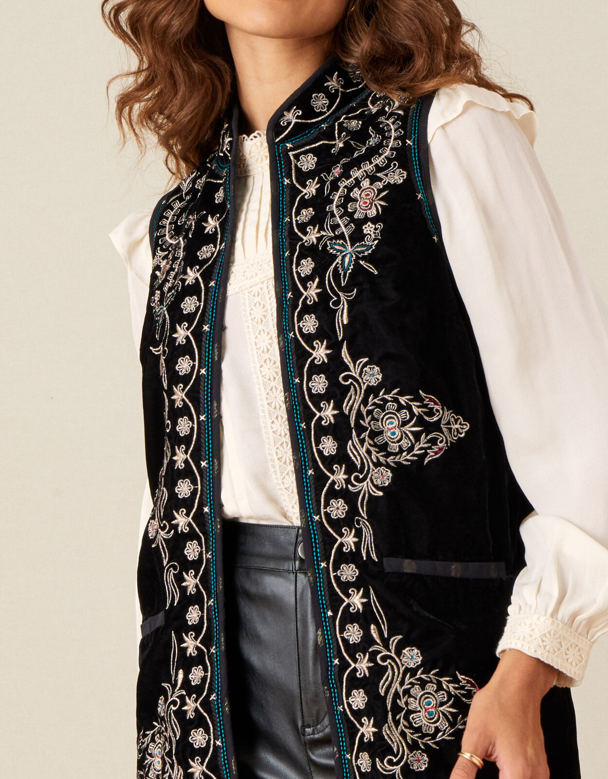 Embroidered waistcoat womens discount