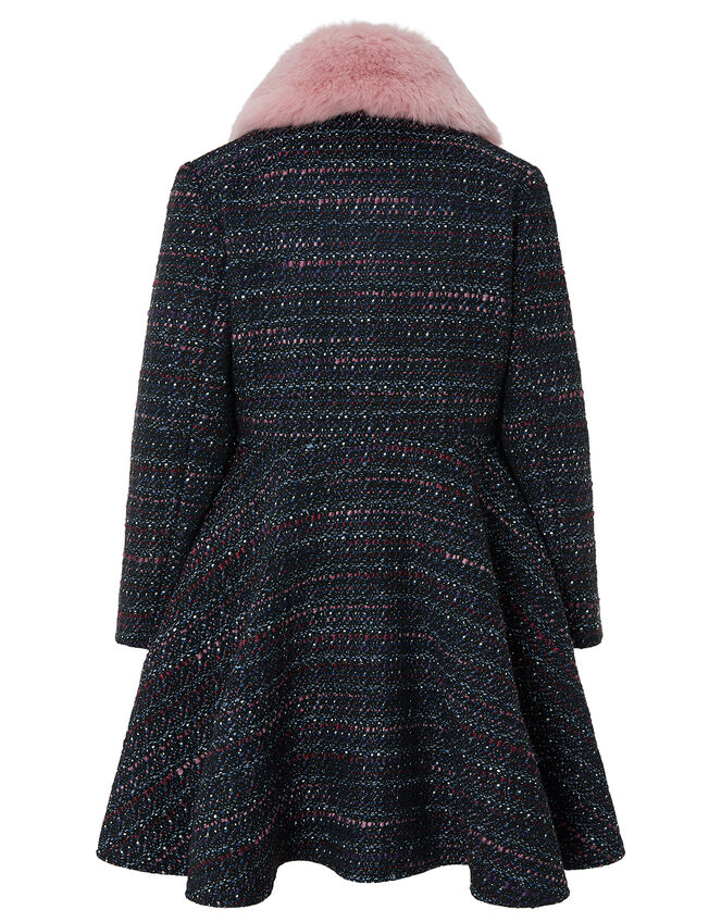 Tweed Skirted Coat, Blue (NAVY), large