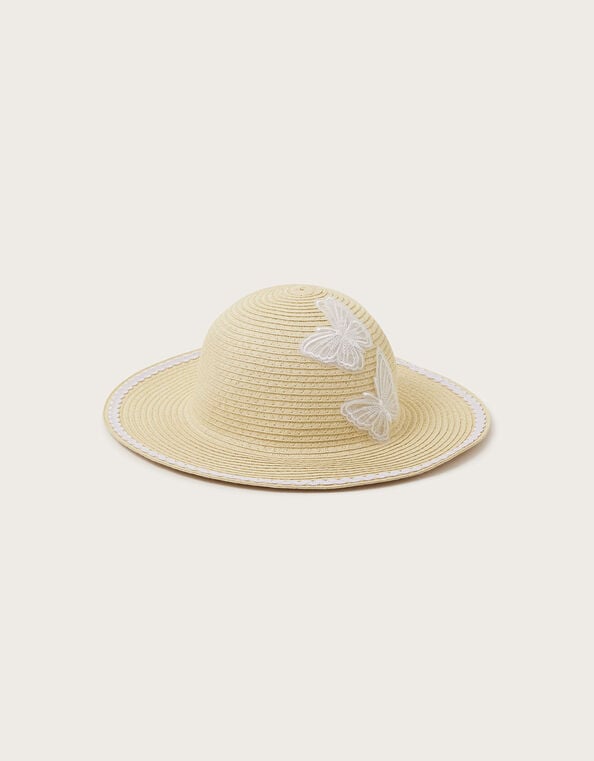 Baby Butterfly Floppy Hat, Natural (NATURAL), large