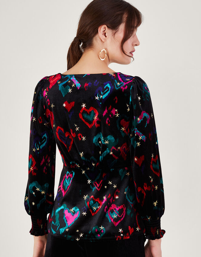 Hattie Velvet Heart Top, Black (BLACK), large
