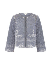 East Quilted Velvet Jacket, Grey (GREY), large