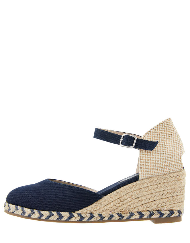 Tabby Two-Part Low Wedges, Blue (NAVY), large