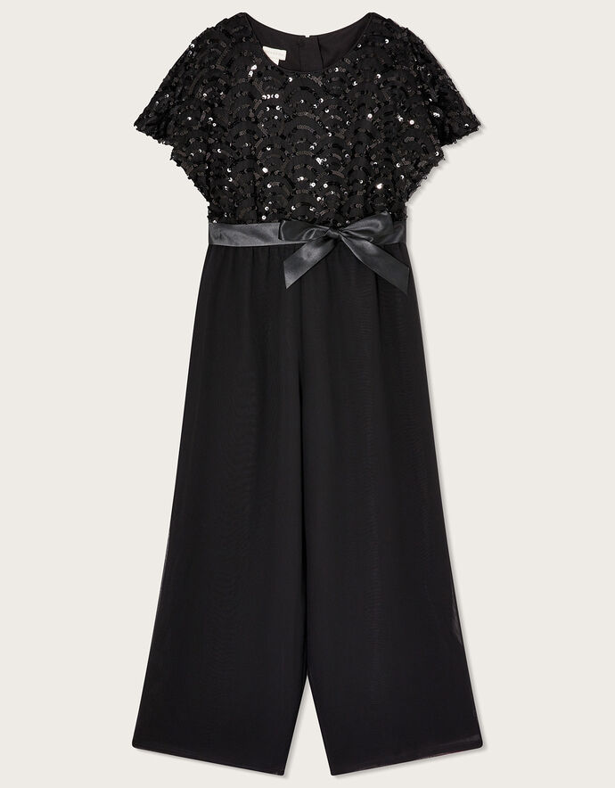 Deco Cape Sleeve Jumpsuit Black