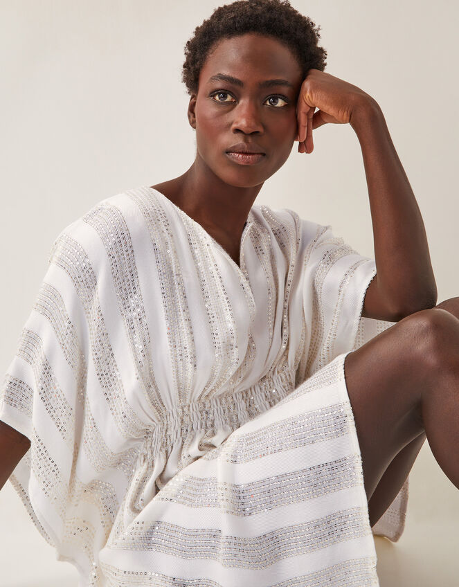 Sana Sequin Embellished Kaftan, Ivory (IVORY), large