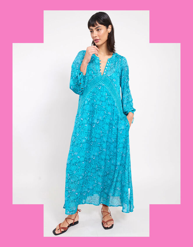 East Bohemian Print Dress, Teal (TEAL), large
