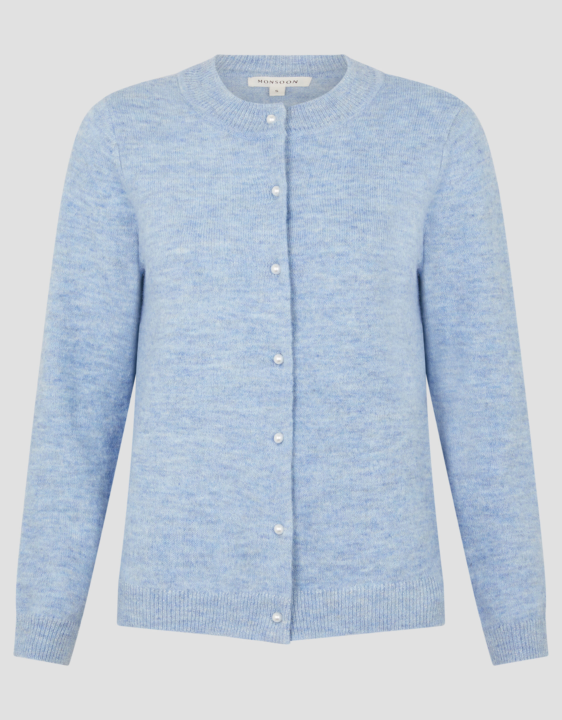Lenny Pearl Button Cardigan Blue