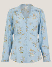 Sarah Floral Button Blouse, Blue (BLUE), large