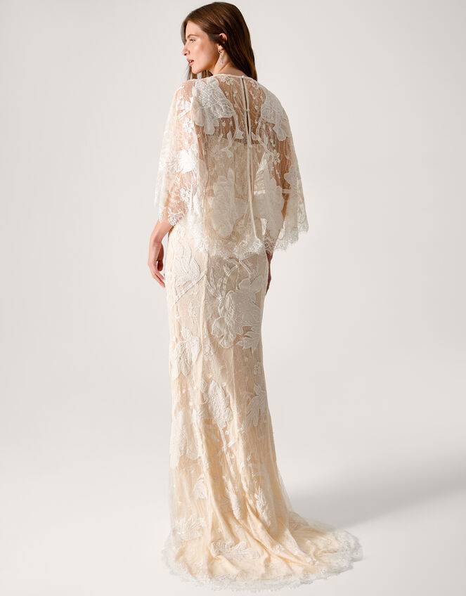 Eileen Cape Embellished Floral Lace Wedding Dress, Ivory (IVORY), large