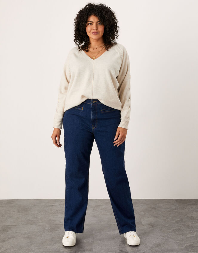 Plait Sleeve Detail Jumper, Ivory (IVORY), large