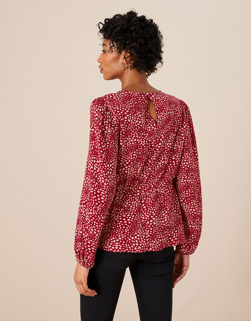 Scarlett Spot Print Top in Sustainable Viscose, Red (RED), large