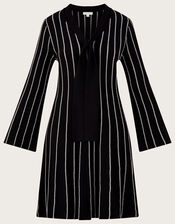 Metallic Highlight Trapeze Dress with Sustainable Cotton, Black (BLACK), large
