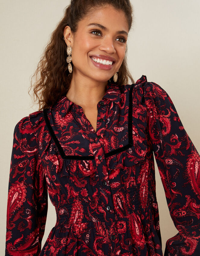 Paisley Print Midi Dress, Red (RED), large