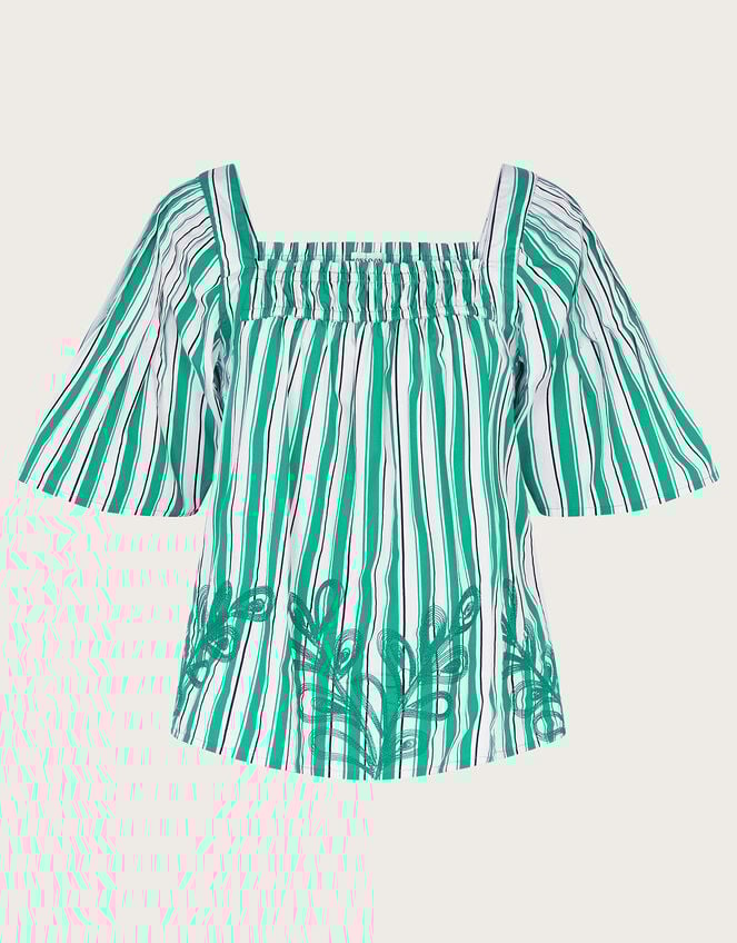 Dorita Square Neck Embroidered Top, Green (GREEN), large