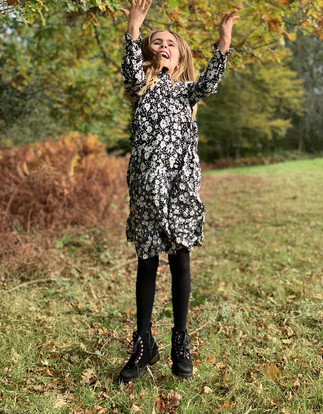 EDEN MINI ME FLORAL DRESS IN LENZING™ ECOVERO™, Black (BLACK), large