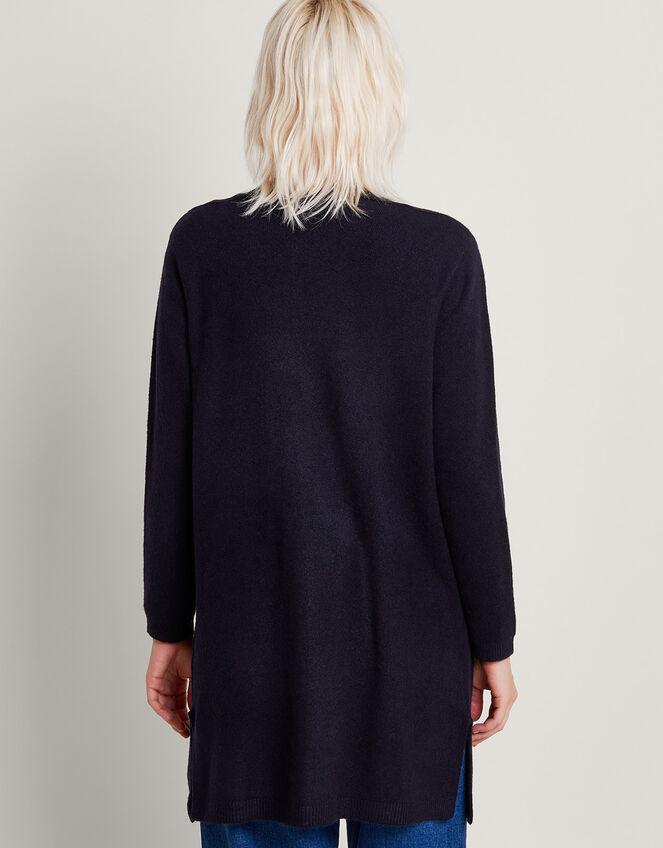 Lenny Longline Cardigan, Blue (NAVY), large