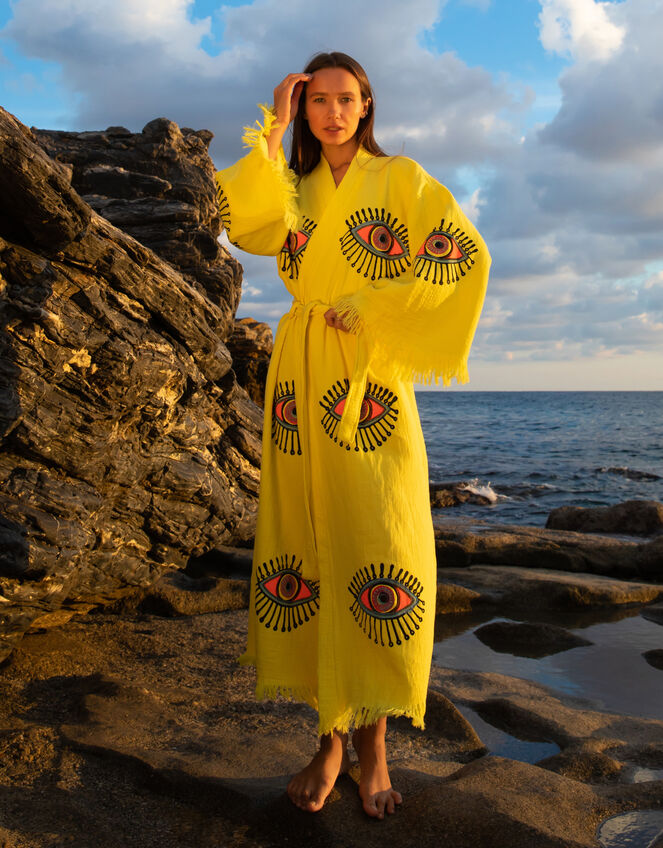 Meraki Beach Azra Kimono, Yellow (YELLOW), large